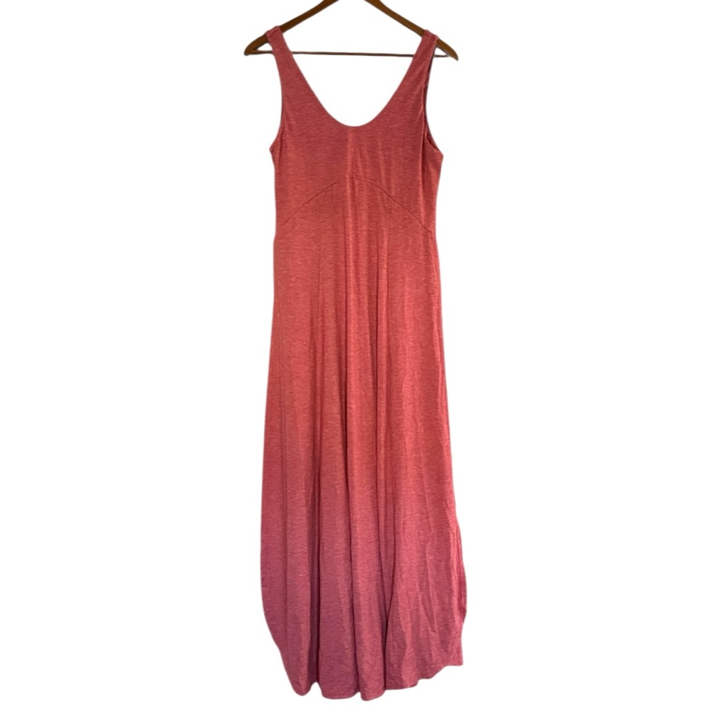 Halara U neck Flowy Maxi dress Sleeveless Side slit Coral Size S NWT Comfy Soft - Picture 4 of 11